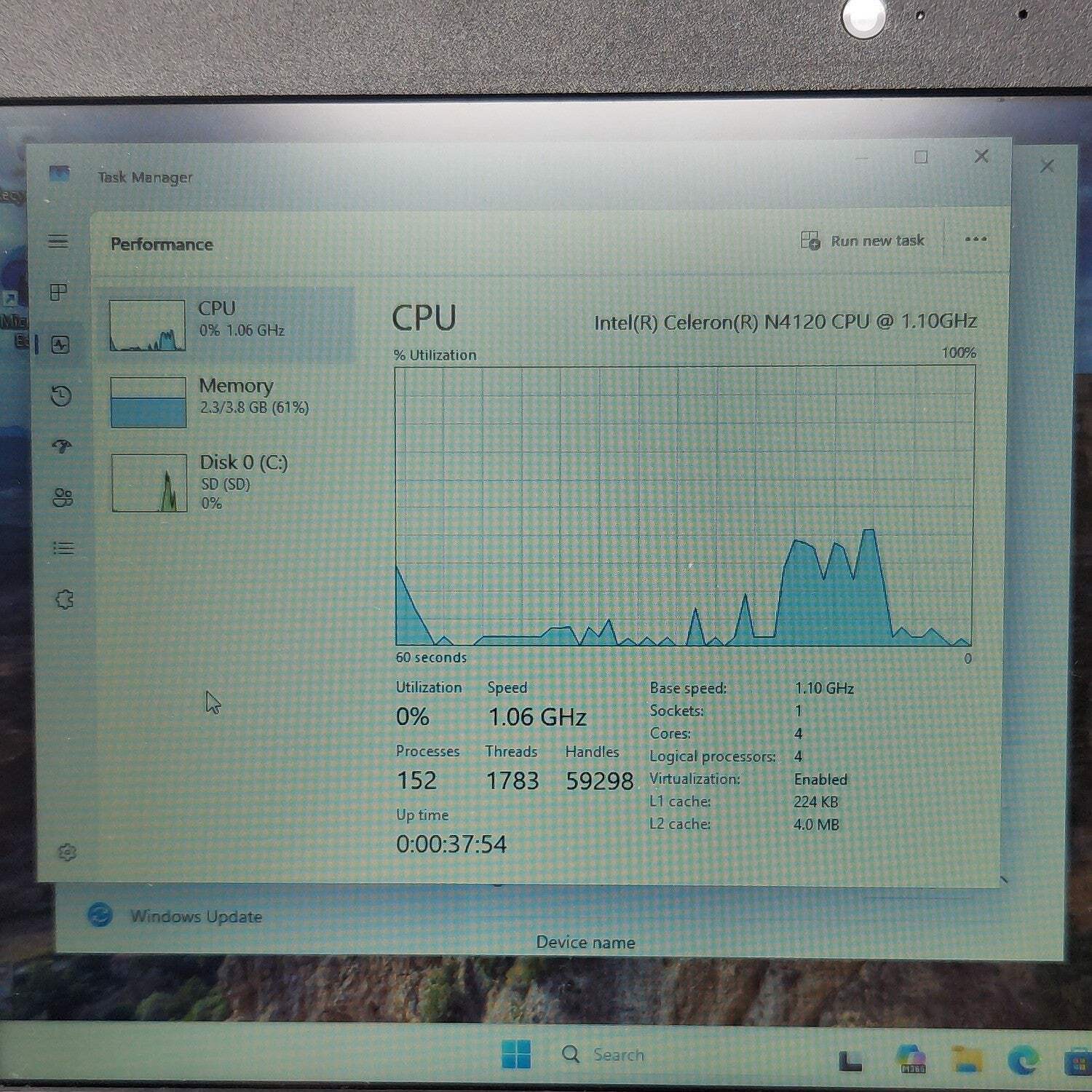 Dell Latitude 3190 11.6″ Celeron N4120 1.1GHz 4GB RAM 60GB SSD