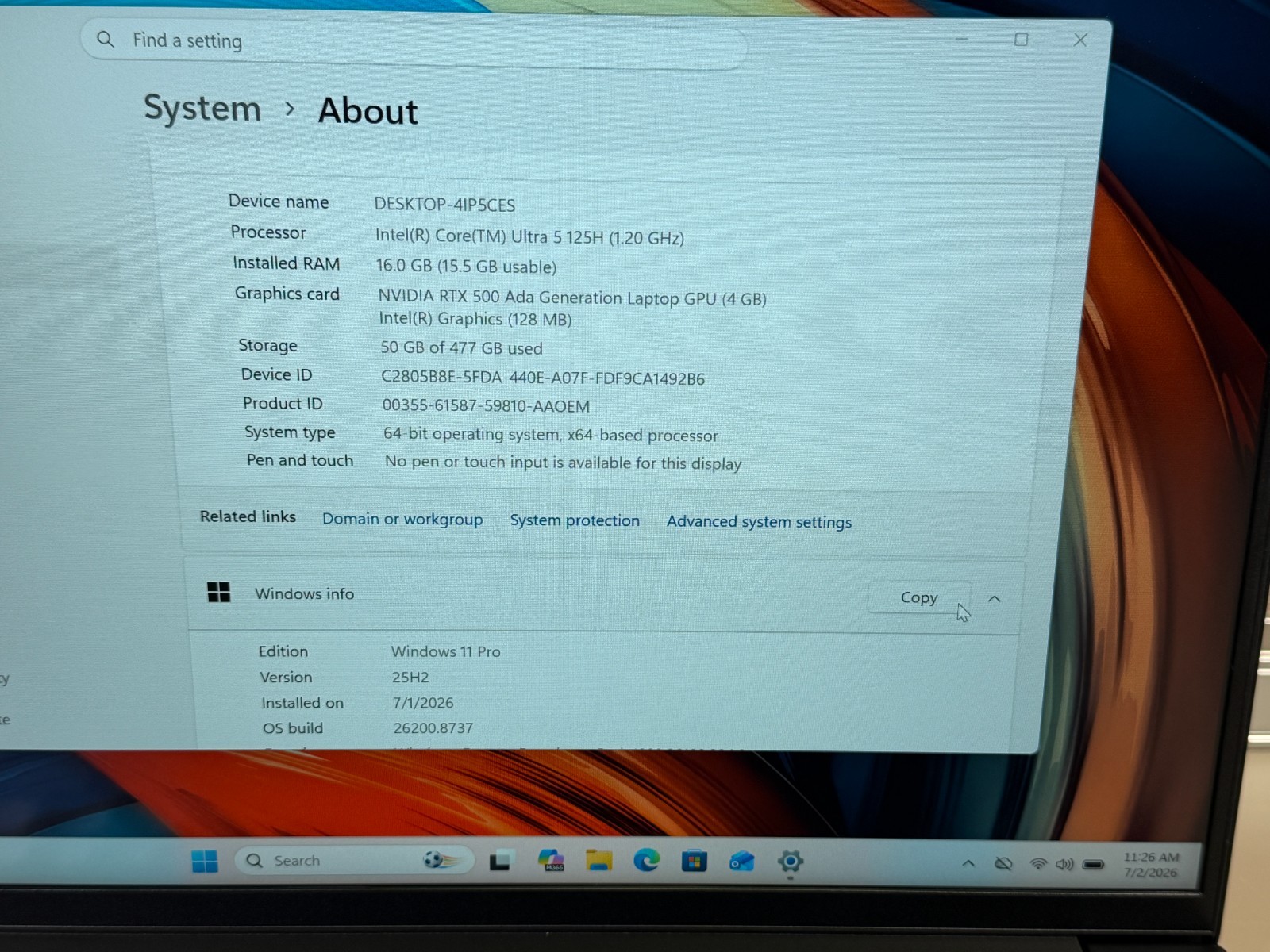 2024 LENOVO THINKPAD P14s GEN 5 14″ CORE ULTRA 5 125H 16GB 512GB SSD RTX 500 ADA