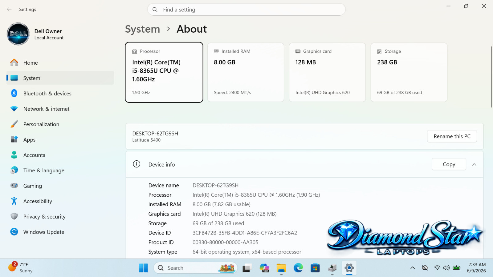 💻DELL LATITUDE 5400 TOUCH i5 @ 1.90GHz 256GB SSD 8GB Win 11 Pro QUAD CORE FAST⚡
