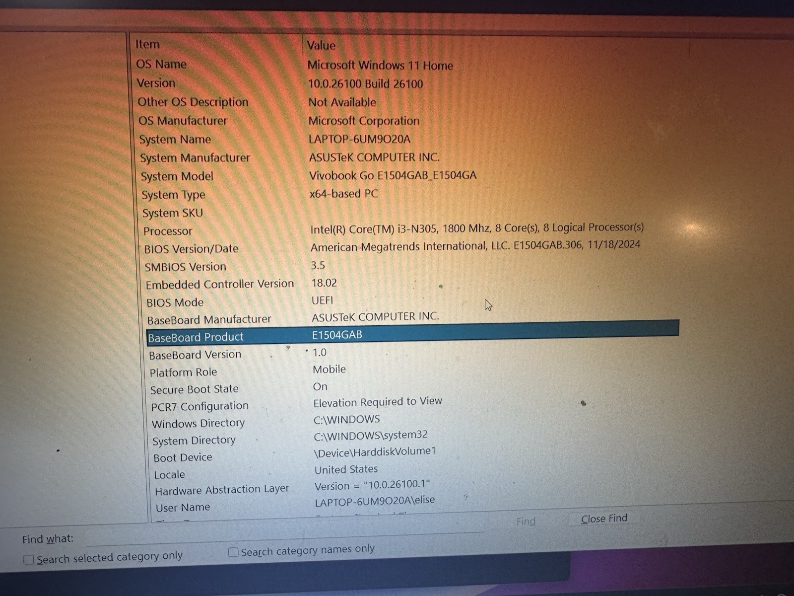 ASUS Vivobook Go 15 E1504G i3-N305 8GB 256GB SSD 15.6″ FHD Win 11 Home Used