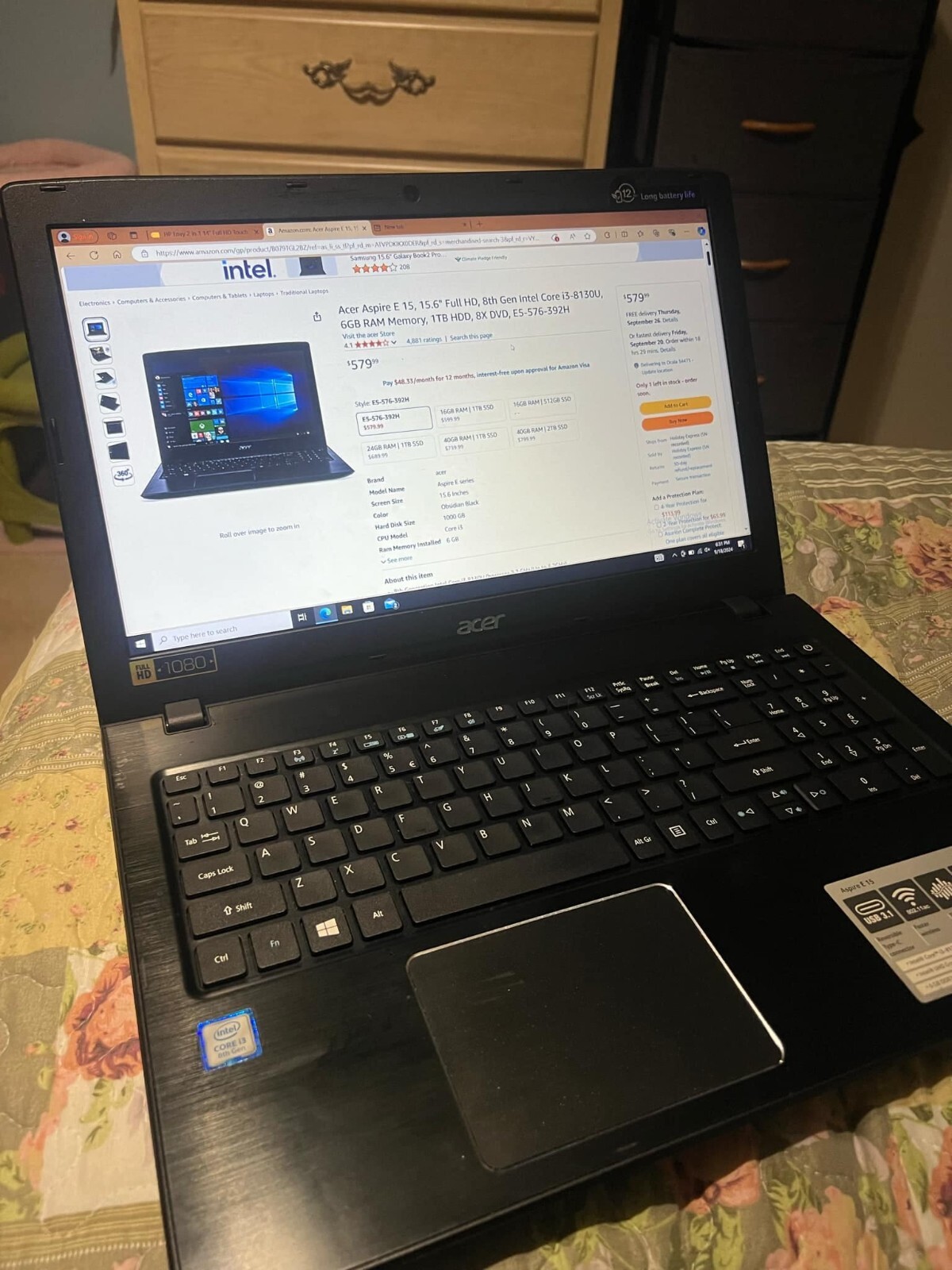 Acer Aspire E 15 E5-576-392H 15.6″ (1TB, Intel Core i3 8th Gen., 2.20GHz,…
