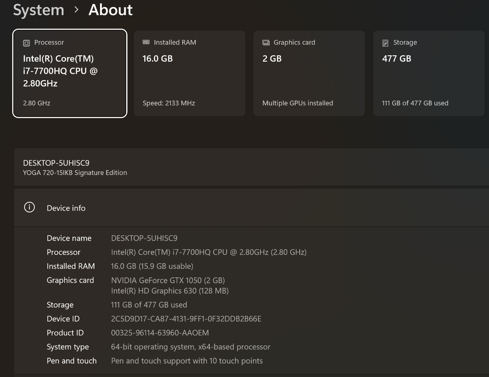 LENOVO YOGA 720 15IKB SIGNATURE EDITION