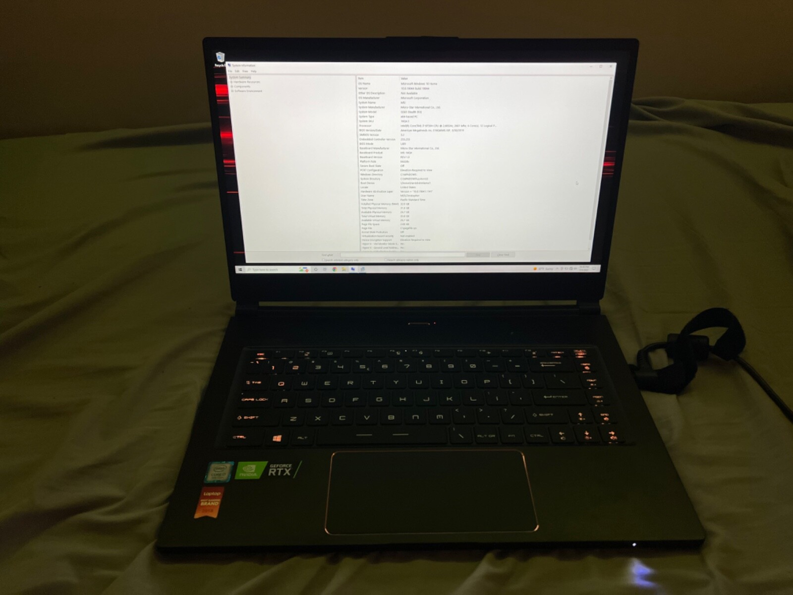 MSI GAMING SUPER THIN LAPTOP RTX 2080