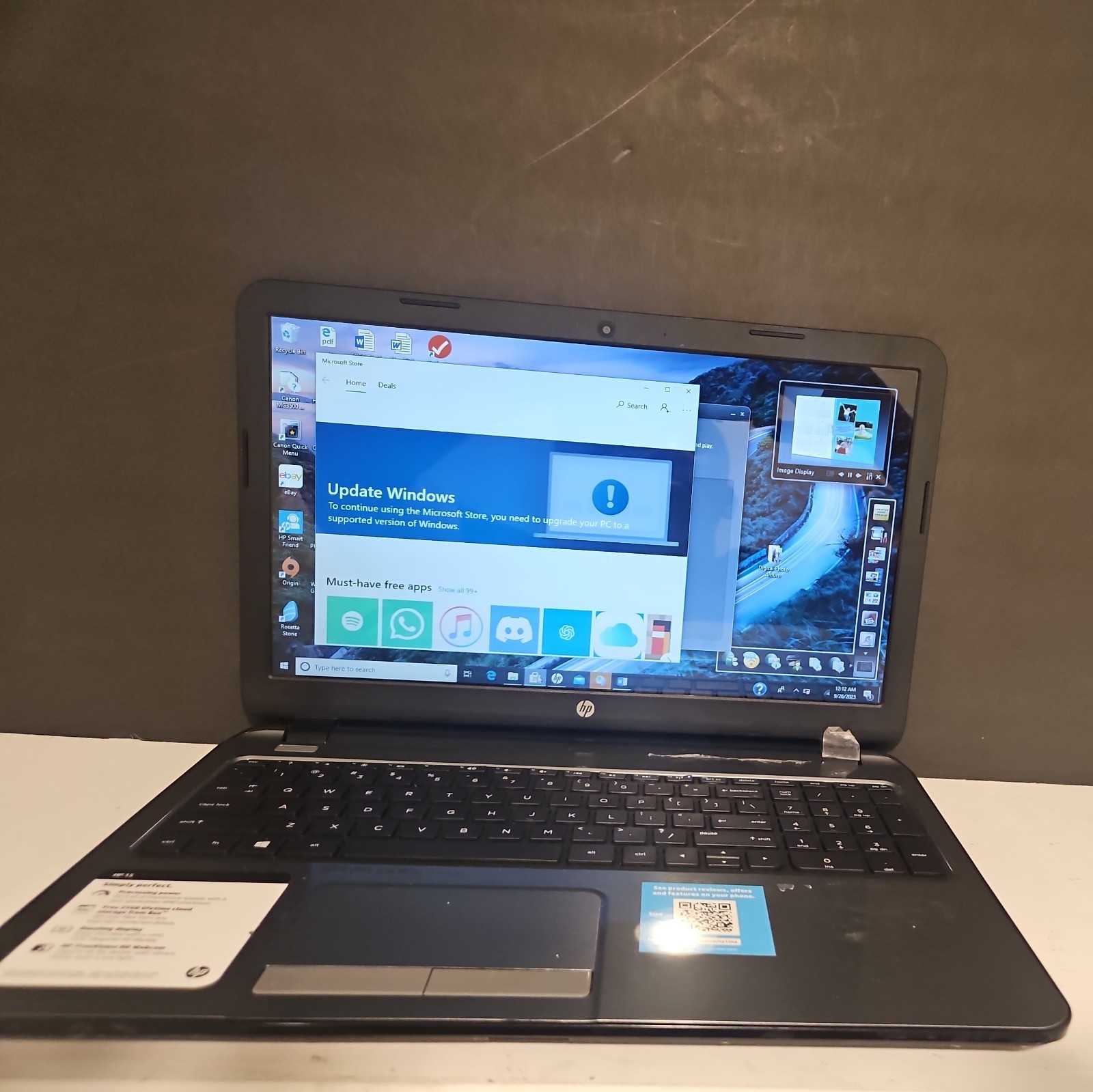 HP 15-g019wm 15.6″ Bad battery Win10 4Gb Ram AMDE1-2100APuU 1.0GHz 500GB HD
