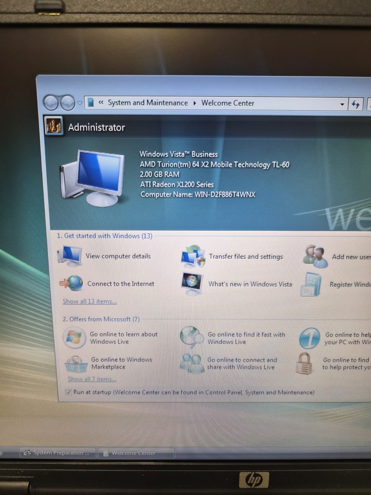 HP Compaq 6515b AMD TURION 64 X2 TL-60 2GB RAM 15.4″ 120GB SSD Vista Business