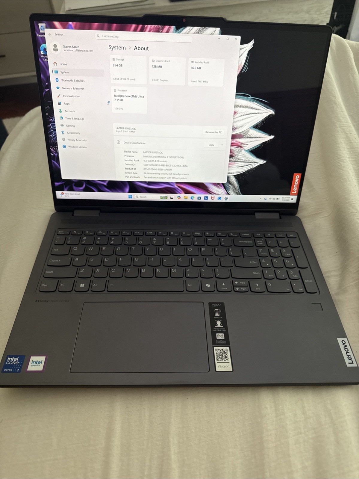Lenovo Yoga 7 2-in-1 16IML9 16″ Core Ultra 7 155U 1.7GHz 16GB RAM 1TB SSD