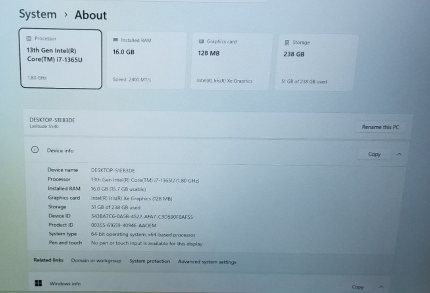 Dell Latitude 5540 15.6 FHD i7-1365U 5.2GHz, 16GB RAM, 256GB SSD, IRCAM, WIN 11P