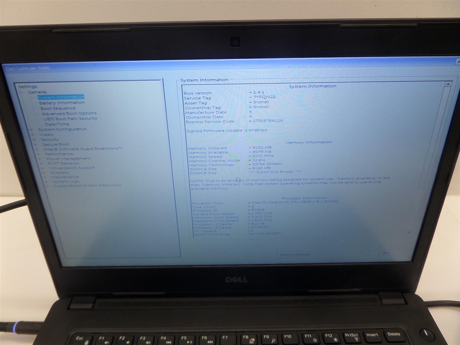 Dell Latitude 3480 14″ Intel Celeron 3865U 1.80GHz 8GBRAM Laptop