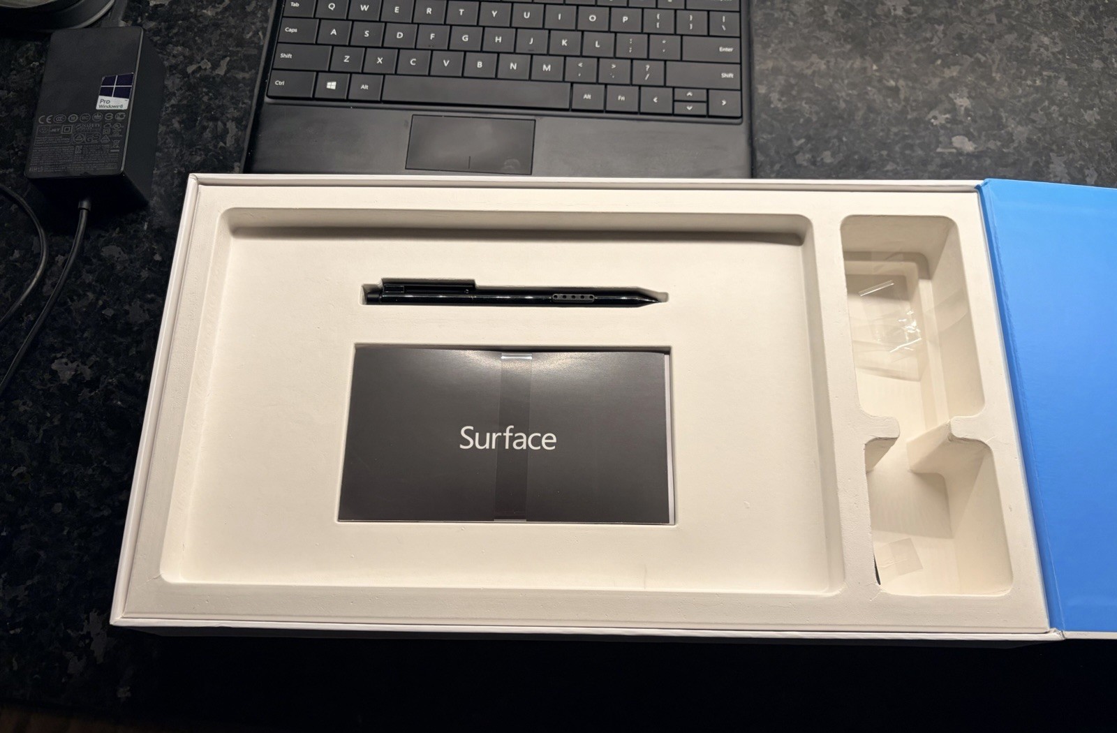 Microsoft Surface Pro 1 (1st Gen) with Keyboard, Pen, Power Adapter, and Box
