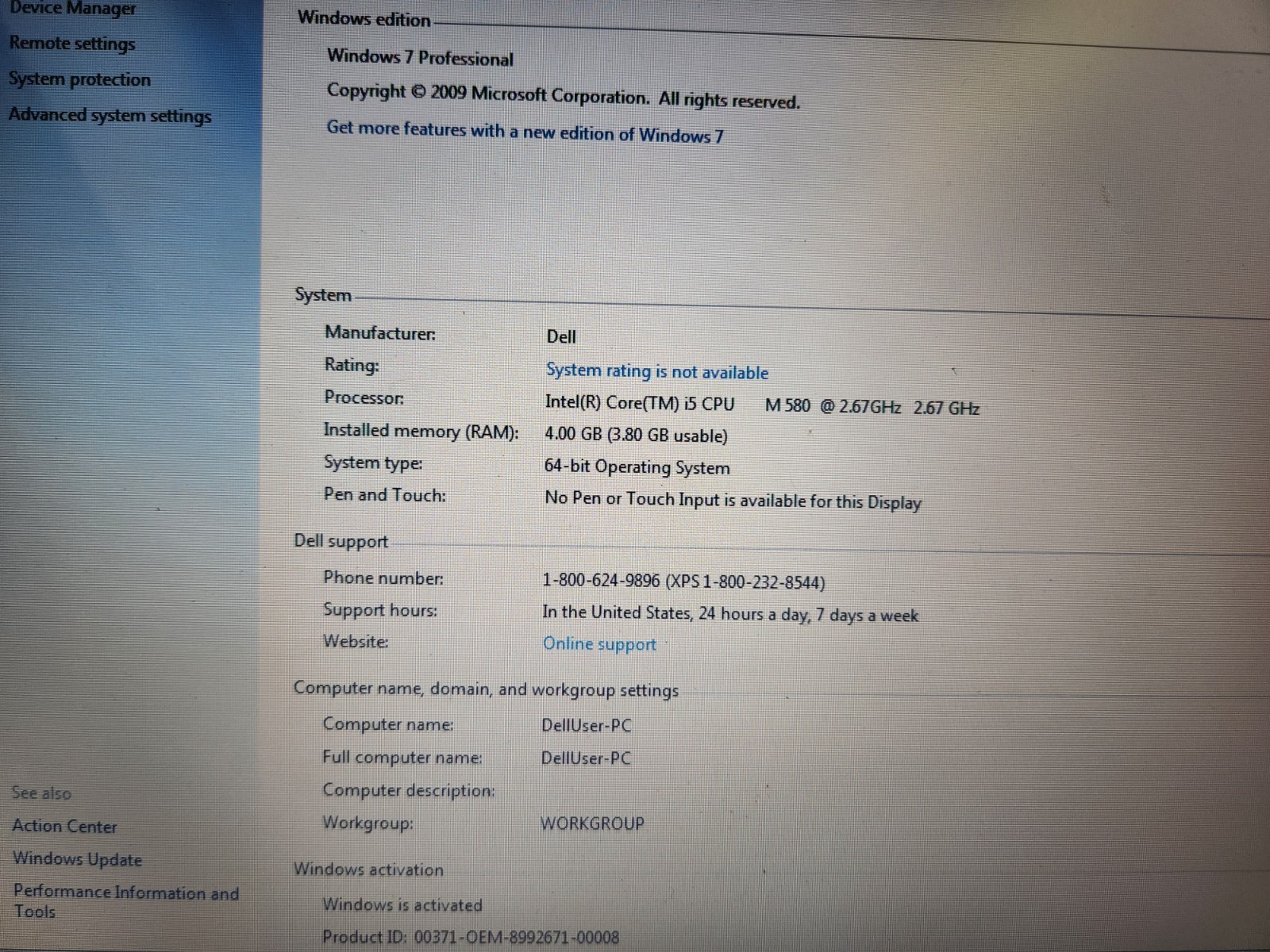 Clean Dell Latitude E5410/i5/M580@2.67Ghz/4GB/250GB/Wi-Fi/DVD/Win 7/Battery + AC