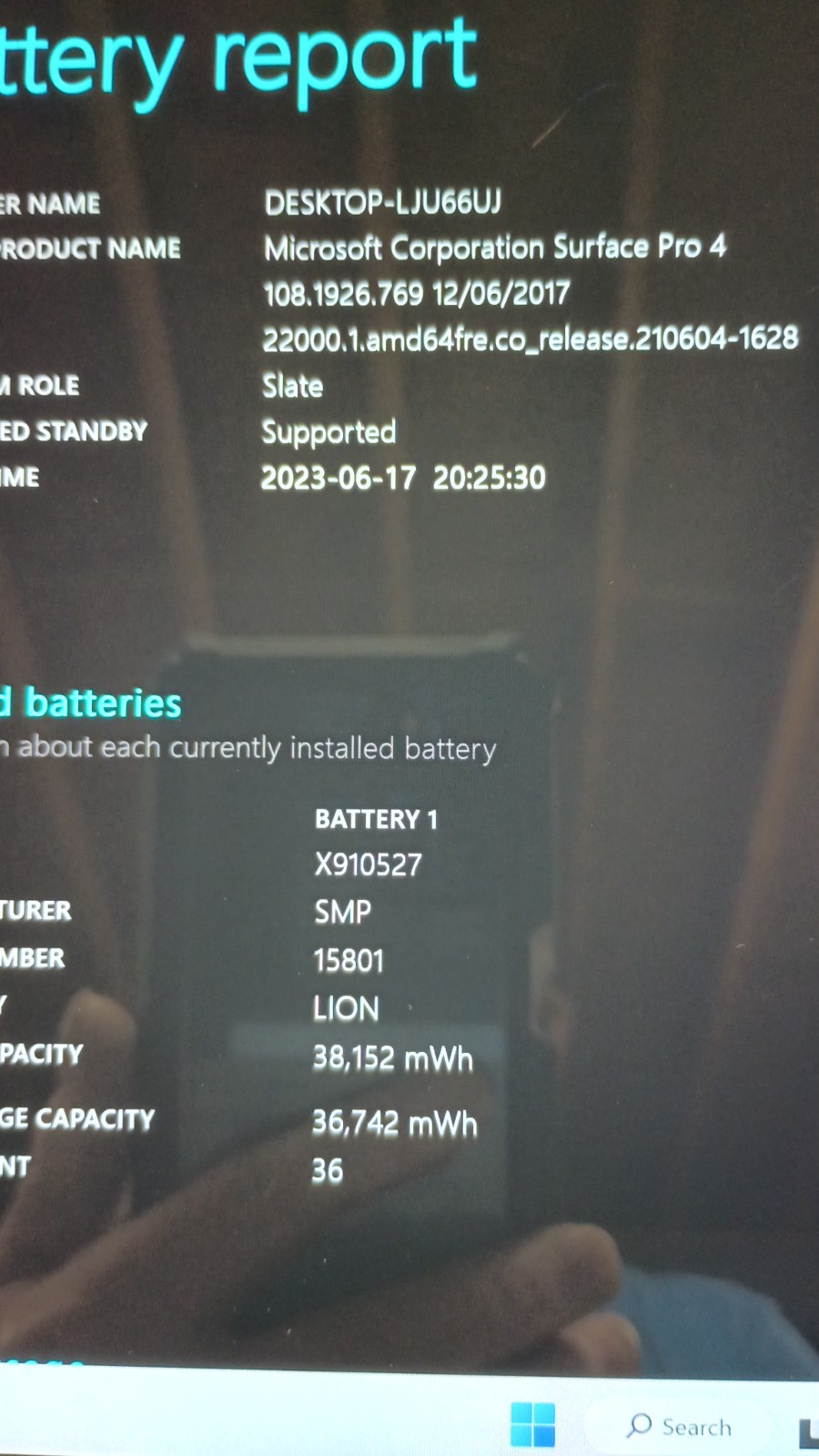1083 SurfacePro 4. No charger!! i5-6300U.4GB.128GB NVMe.12.3″2.5K Touch.W11.Read