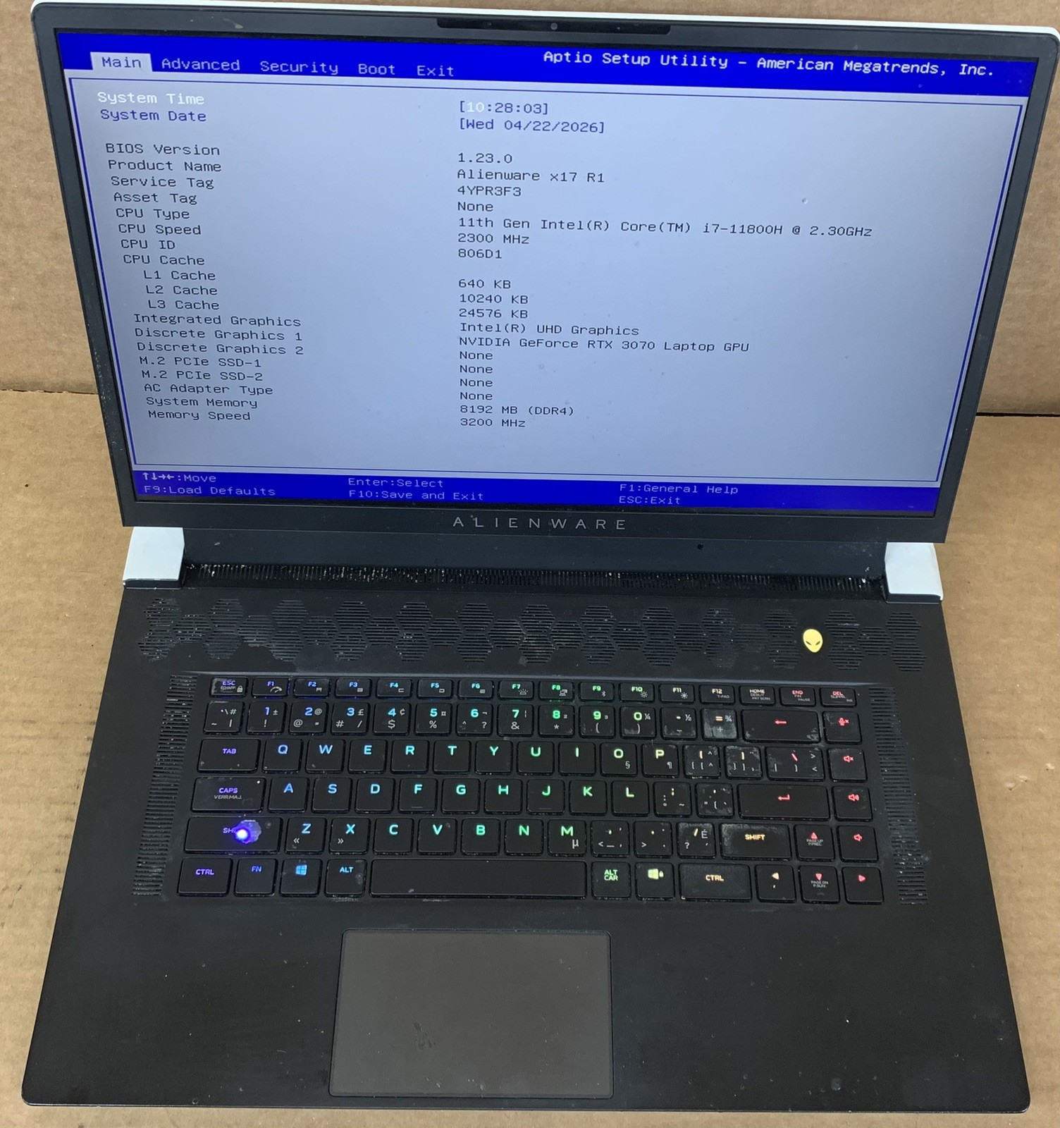 Alienware x17 R1 17.3″ FHD Laptop Intel Core i7-11800H RTX 3060 8GB DDR4 RAM