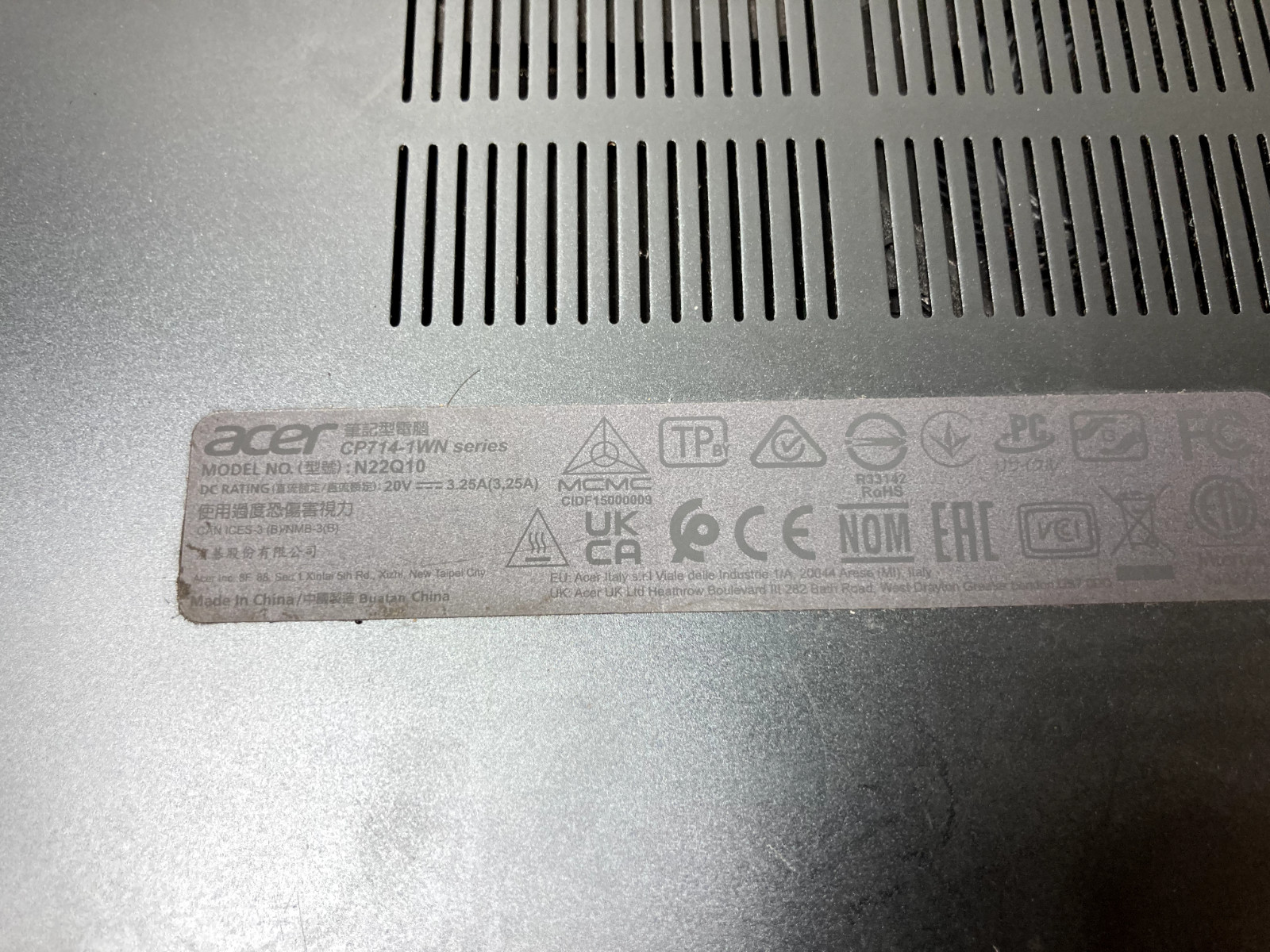 Acer Chromebook CP714-1WN 14″ i5-12th Unknown RAM NO SSD Parts *READ