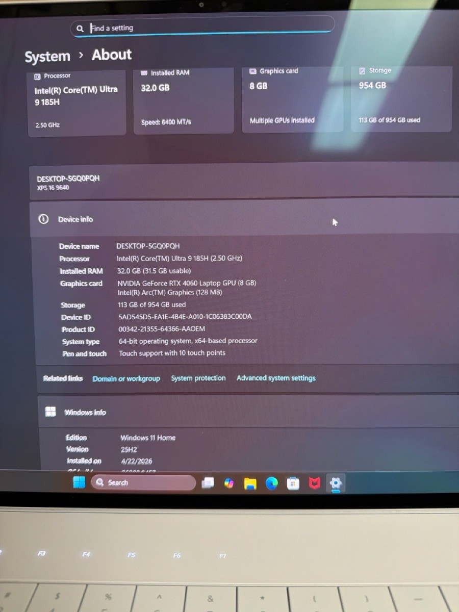 DELL COMPUTER P129F LAPTOP 1TB 32GB RAM 2.5GHZ HD 16″ WINDOWS 11 HOM (R7B017236)