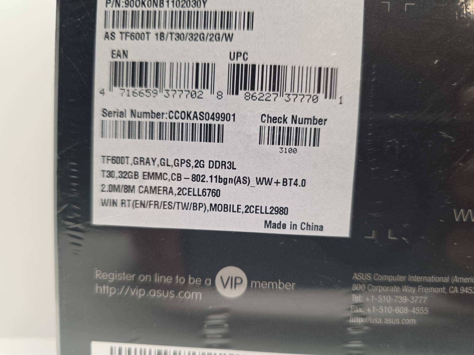 ASUS VIVOTAB RT TF600T 32GB, WI-FI, 10.1” TF600T 1B/t30/32G/2G/W
