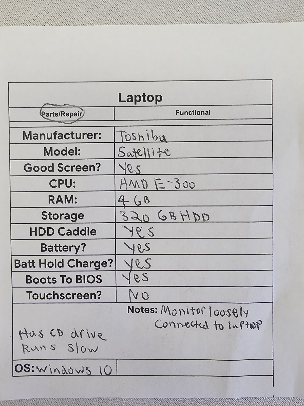 Toshiba Satellite C655D Laptop – AMD E-300 – 4GB RAM – 320GB HDD RUNS SLOW READ