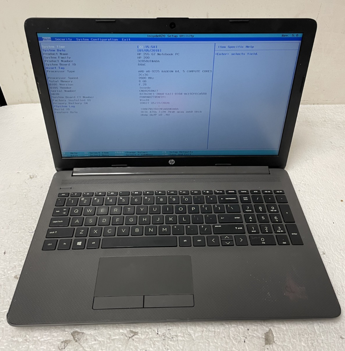HP 255 G7 AMD A6-9225 2600MHz 8GB RAM NO SSD For Parts