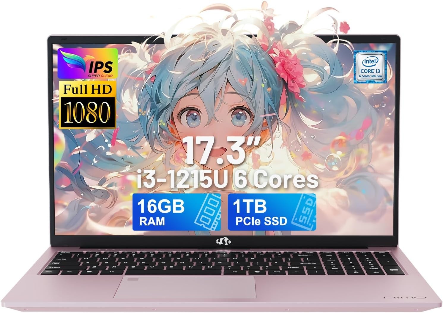 NIMO 17.3 IPS FHD Laptop 16GB RAM 1TB SSD Intel 6 Cores i3-1215U Wi-Fi 6 4.4GHz