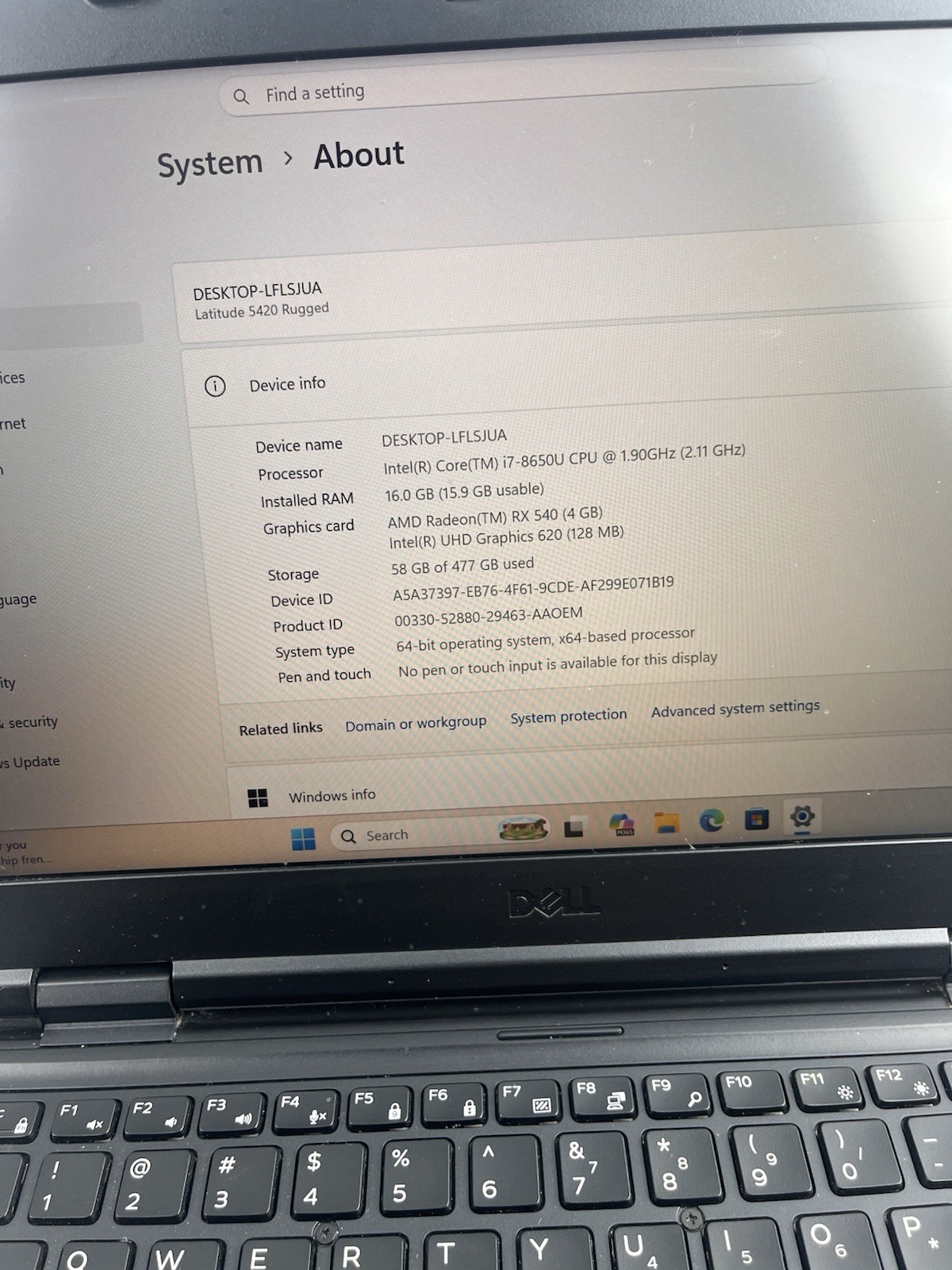 Dell Latitude 5420 Rugged Core i7 8650U, 16GB, AMD Radeon RX540, 512GBSSD, 2019