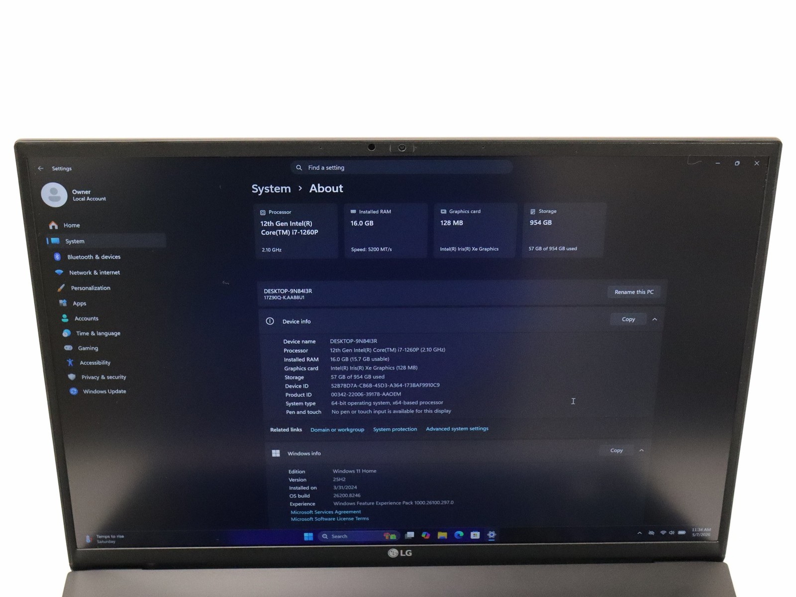 LG Gram 17Z90Q-K.AAB8U1 17″ Intel Core i7-1260P 16GB 1TB NVMe Win 11 Home