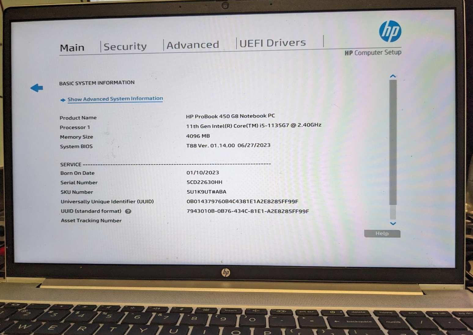 HP PROBOOK 450 G8 i5-1135G7 @ 2.40GHz, 4GB RAM, NO HDD/OS