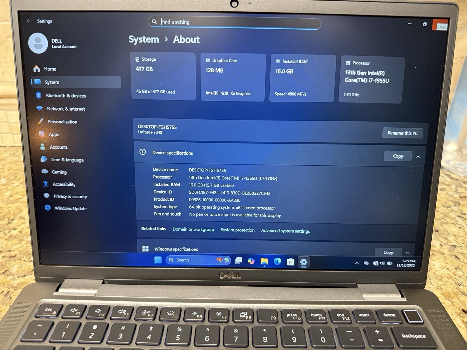 Dell Latitude 7340 13.3″ Core i7-1355U 1.8GHz 16GB RAM 512GB SSD Laptop