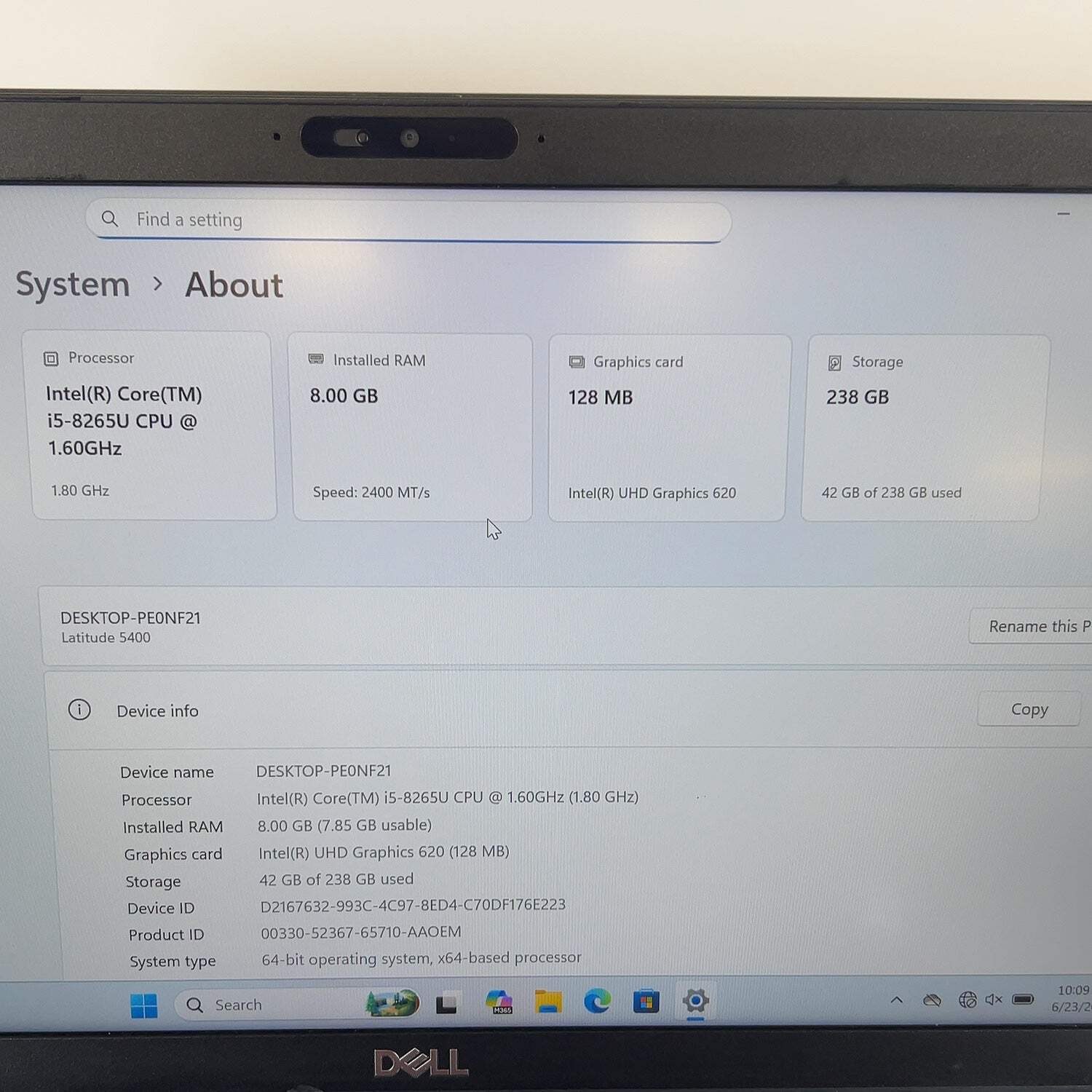 Broken Dell Latitude 5400 14″ i5-8365U 1.6GHz 8GB RAM 256GB SSD Bright Spots