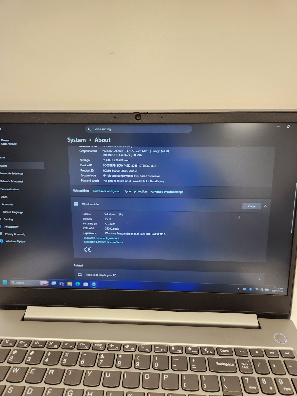 Lenovo ThinkBook 15P IMH Core i5-10300H, 16GB RAM, 256GB, GTX 1650 *READ #0512