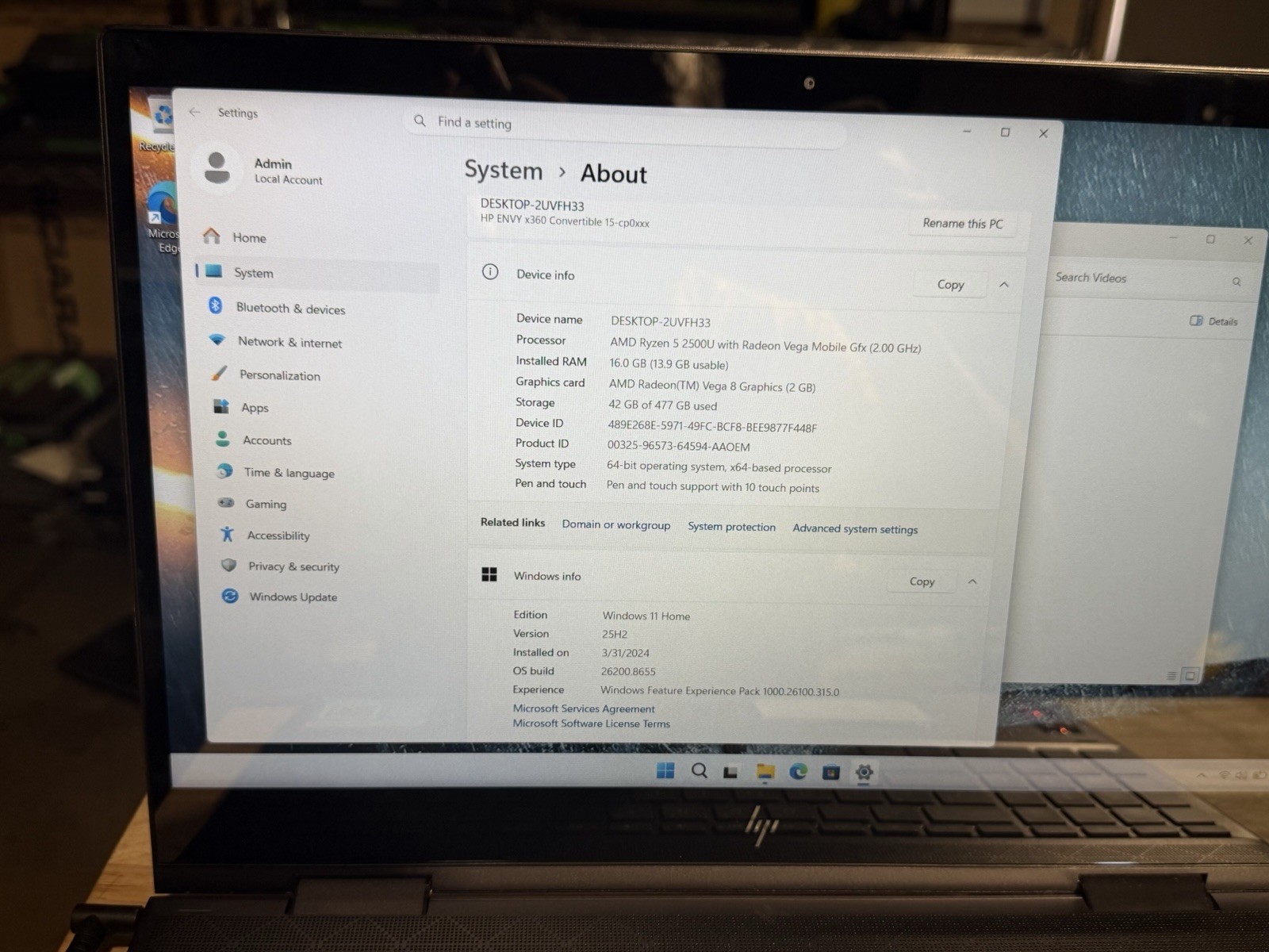 HP Envy x360 15.6” Touchscreen Ryzen 5 2500U 16GB RAM 512GB SSD New Battery