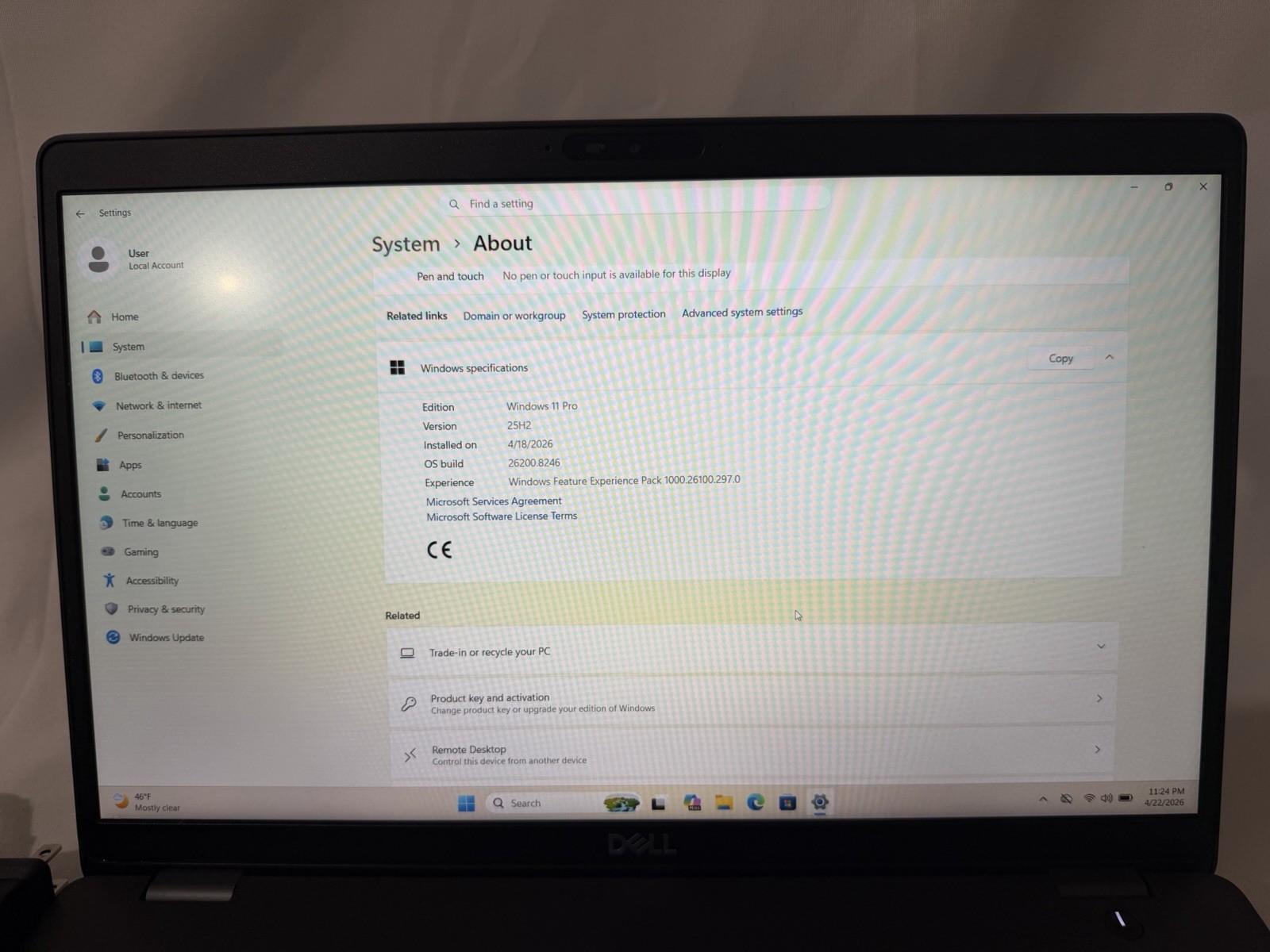 Dell Latitude 5500 15.6″ (i5-8265U, 1.6 GHz, 16GB RAM 256GB NVMe SSD) Win11Pro