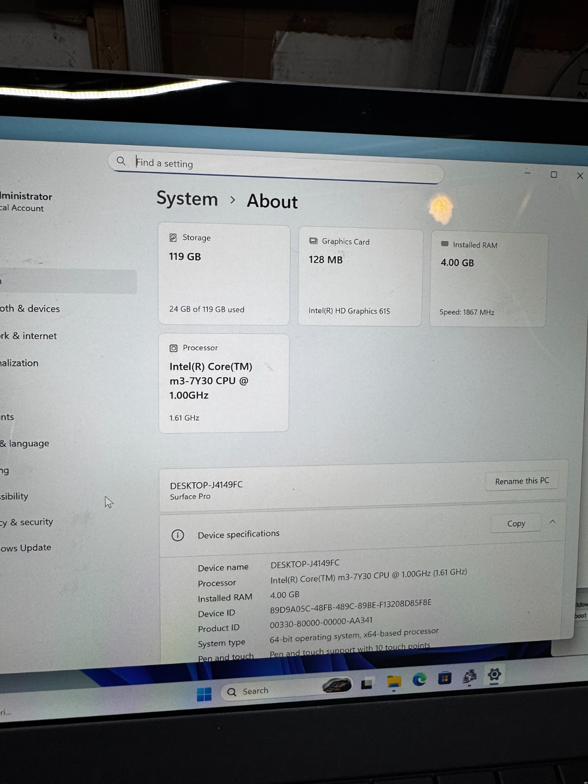 Microsoft Surface Pro m3-7Y30, 4GB RAM, 120GB SSD, Win11 PRO #6391