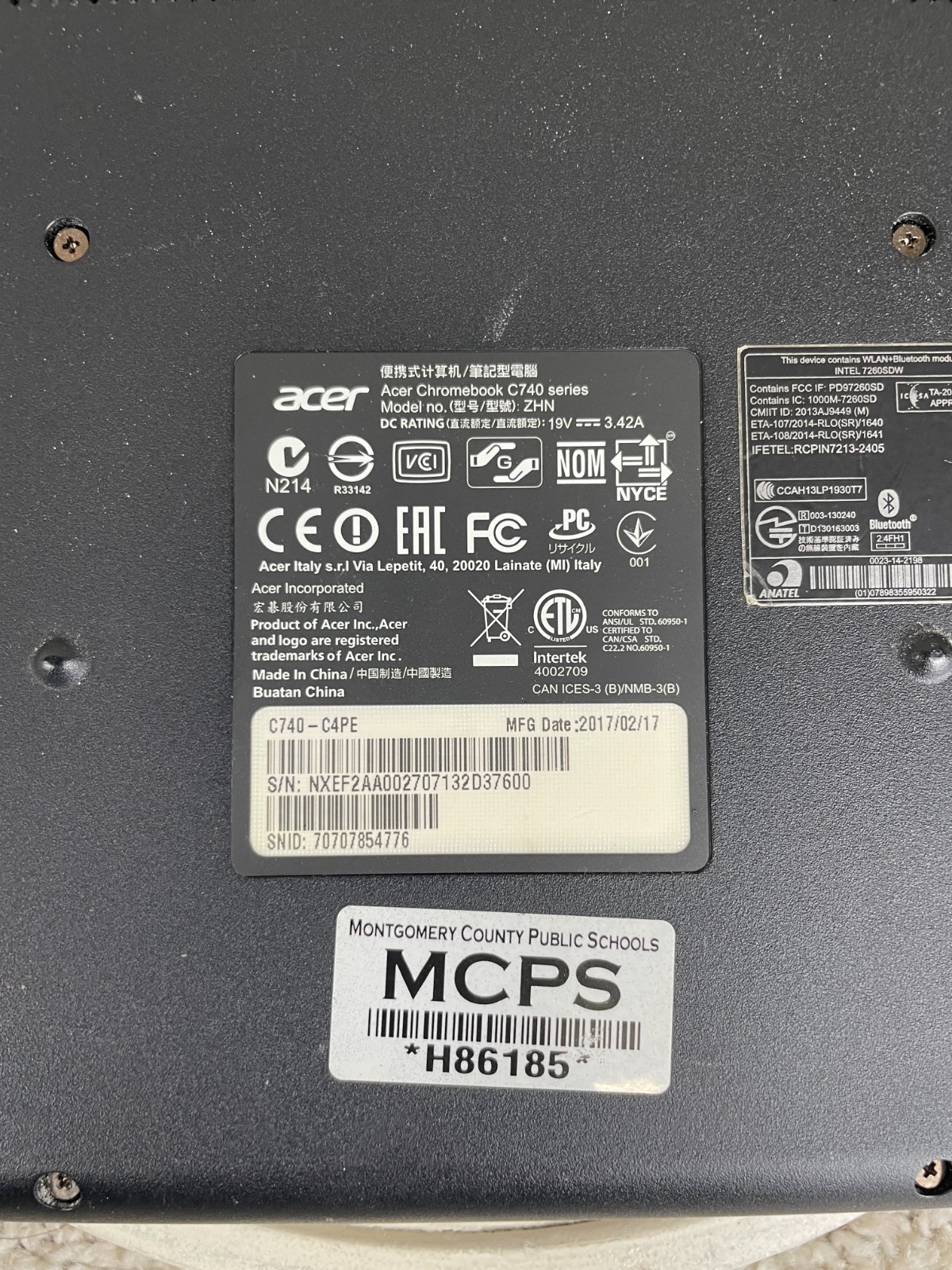 Acer Chromebook C740 11.6″ Intel Celeron Parts Only