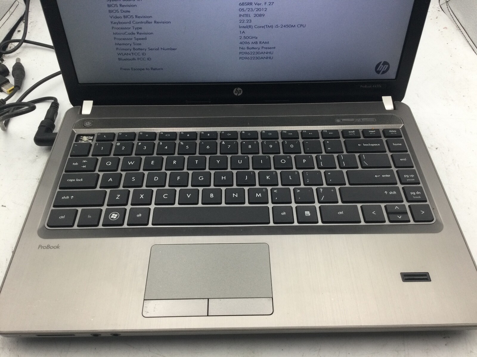 HP PROBOOK 4430s – BOOTS TO BIOS – INTEL I5 2450M – 4GB RAM -READ DESCRIPTION-BB