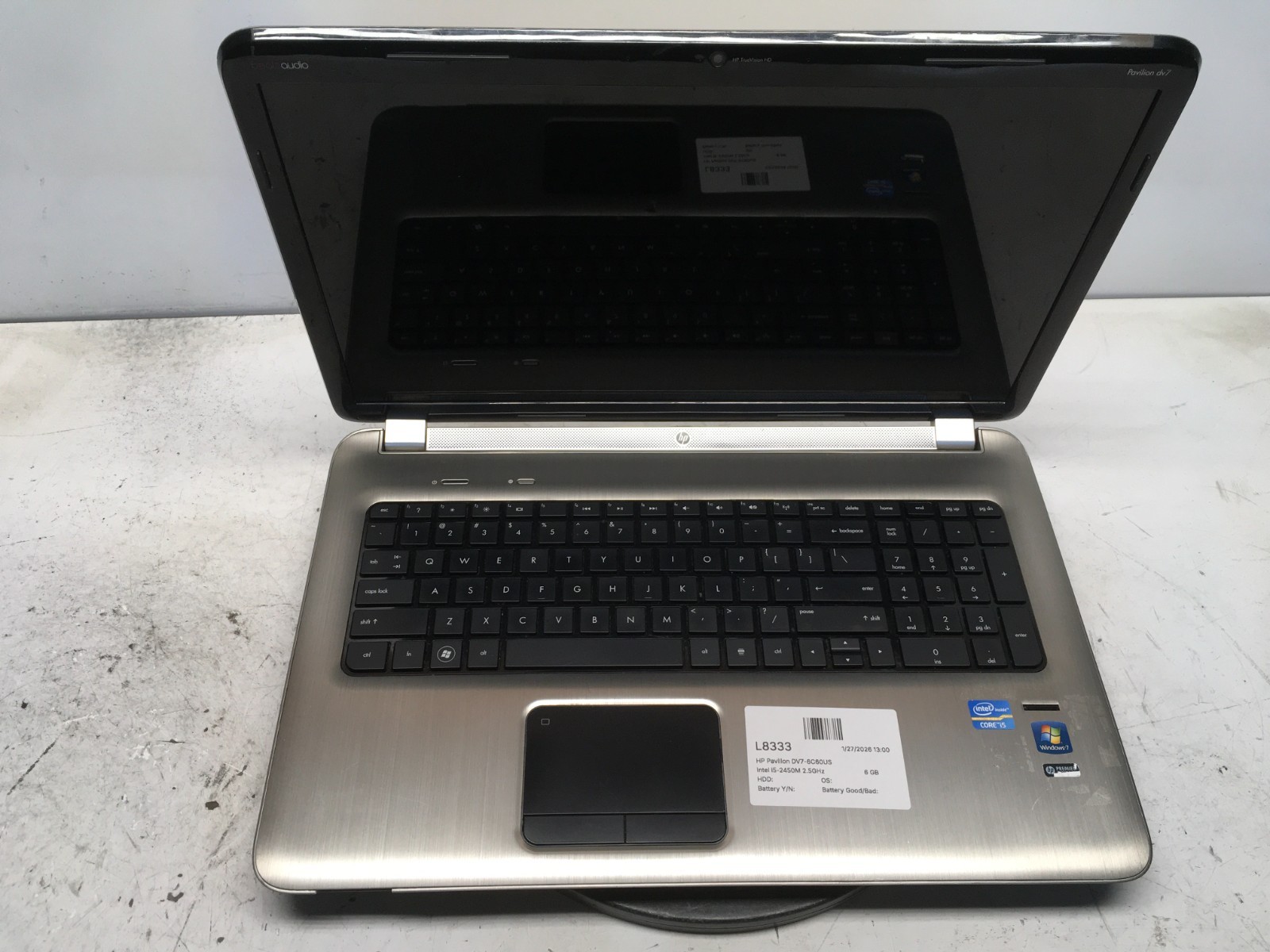 HP Pavilion DV7-6C60US Intel i5-2450M 2.5GHz 6 GB NO HDD No Batt