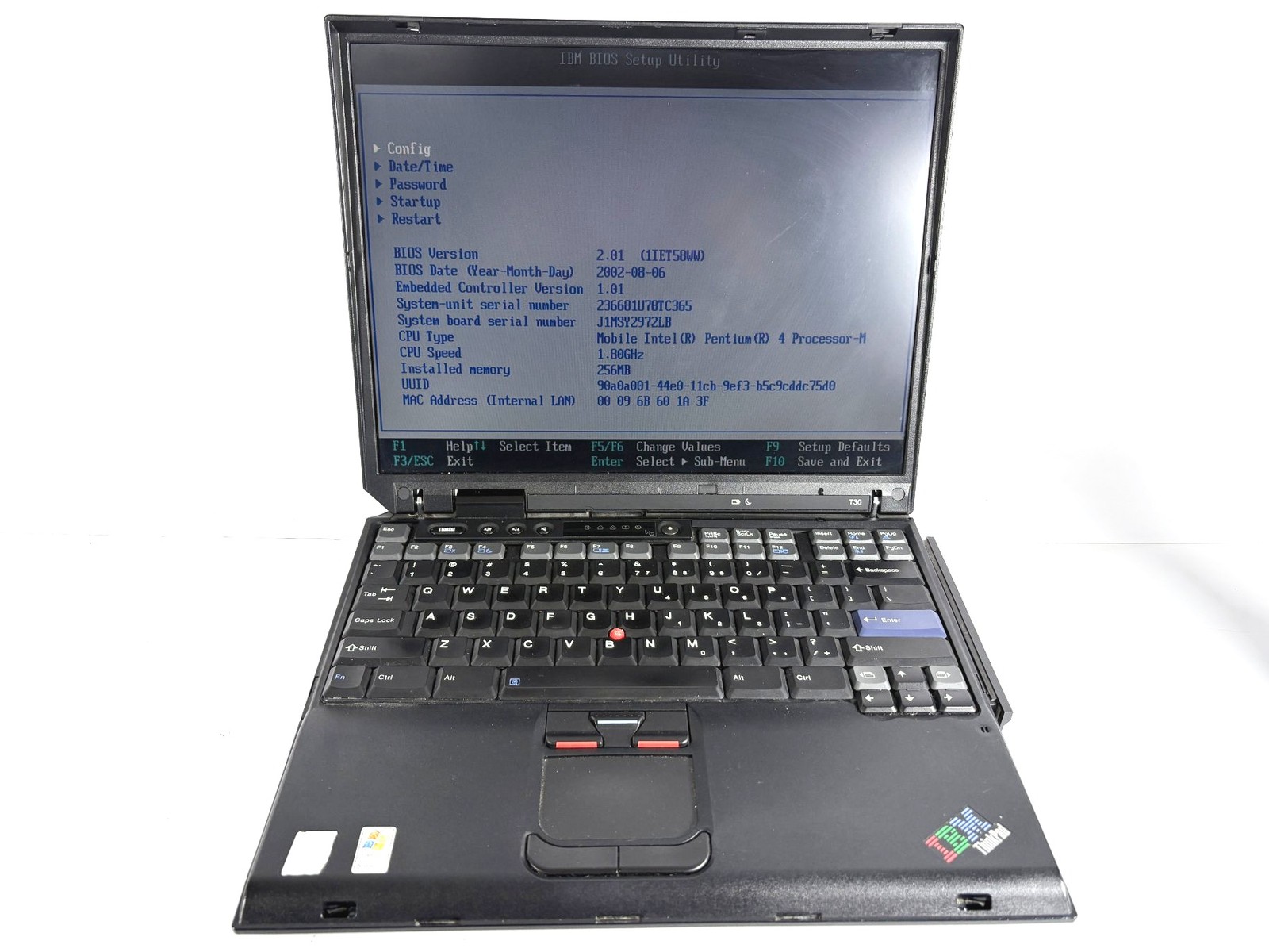 IBM T30 14.1″ HD+ 1.80GHz Pentium 256MB RAM 36GB HDD Windows XP