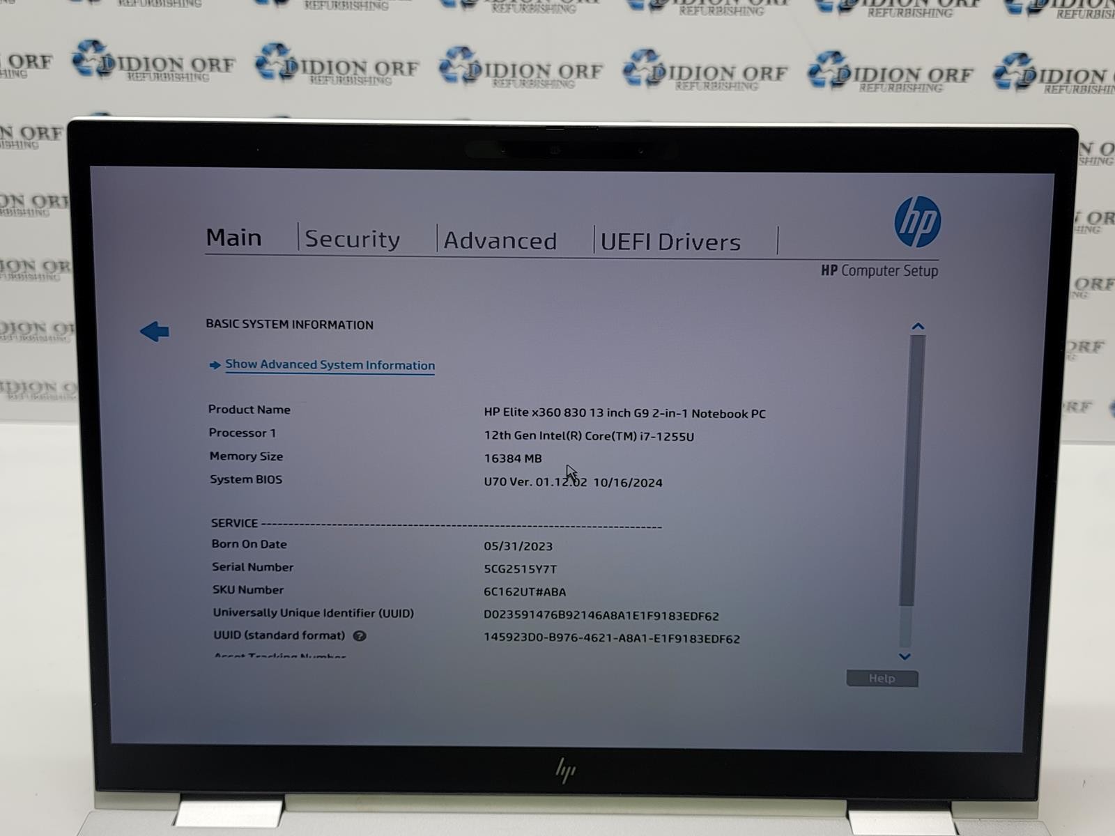 HP Elite x360 830 13 inch G9 2-in-1 i7 1255U 16 GB RAM 512GB SSD NO OS SKU 22548