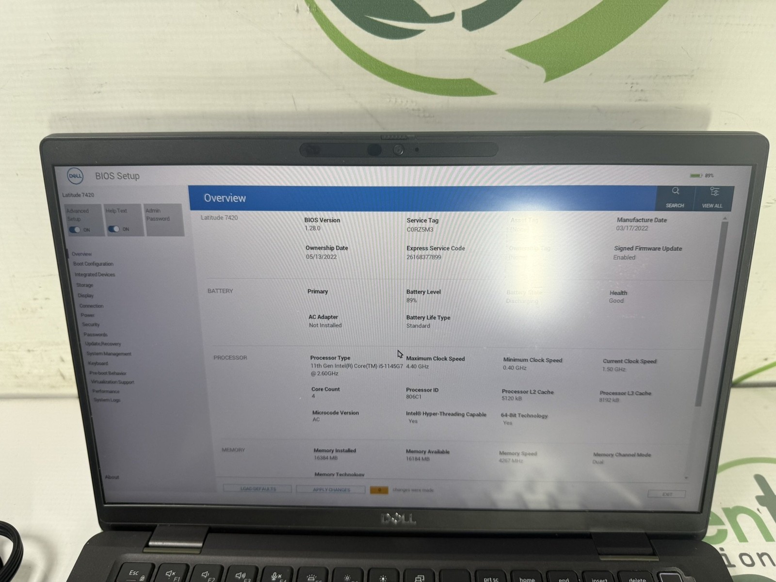 Dell Latitude 7420 14″ i5-1145G7 2.6GHz 16GB DDR4 256GB M.2 W11 Pro Laptop