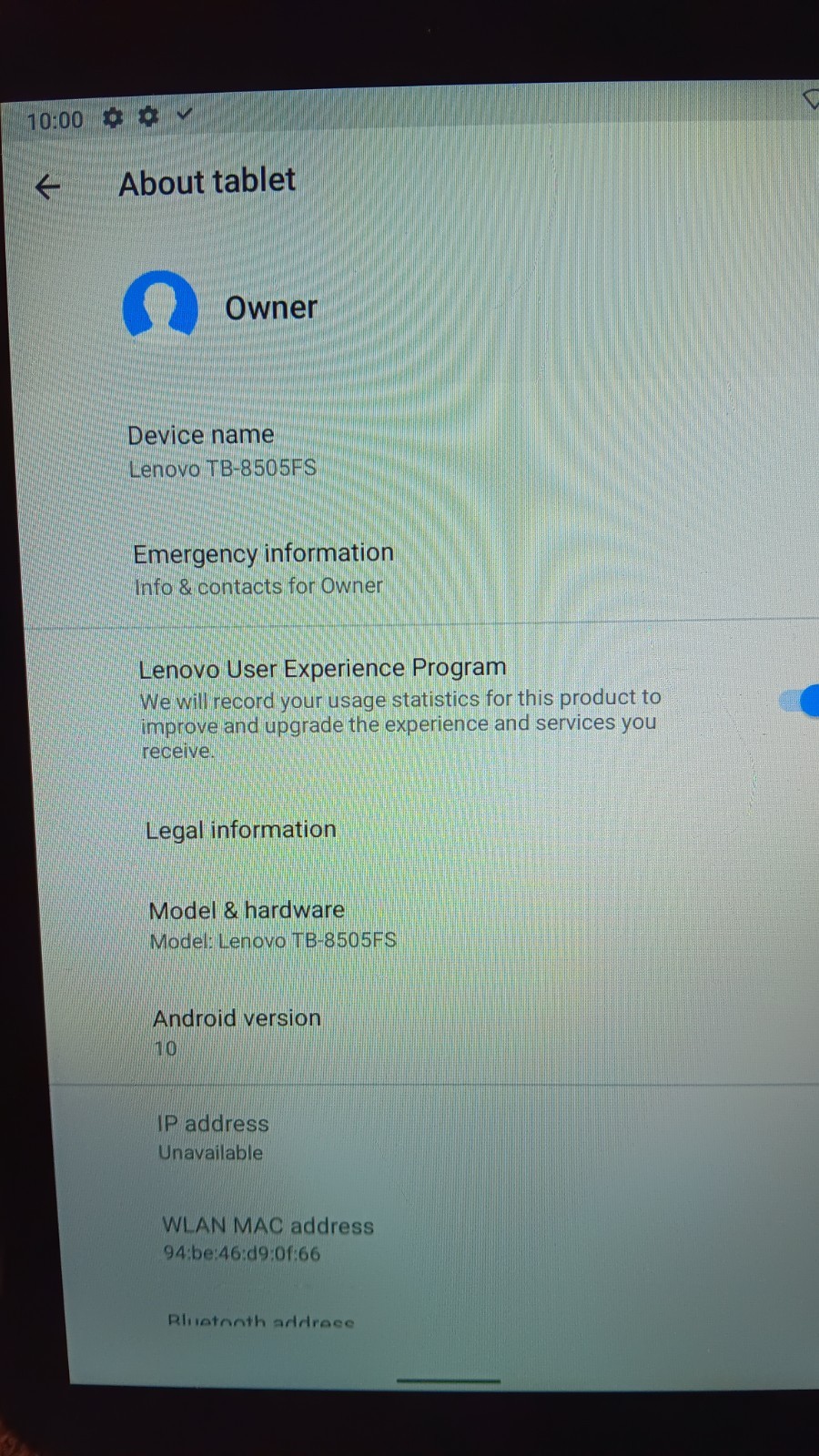 Lenovo TB 8505F TABLET 8 INCHES RAM 2GB ROM 32GB. VERSION 10.