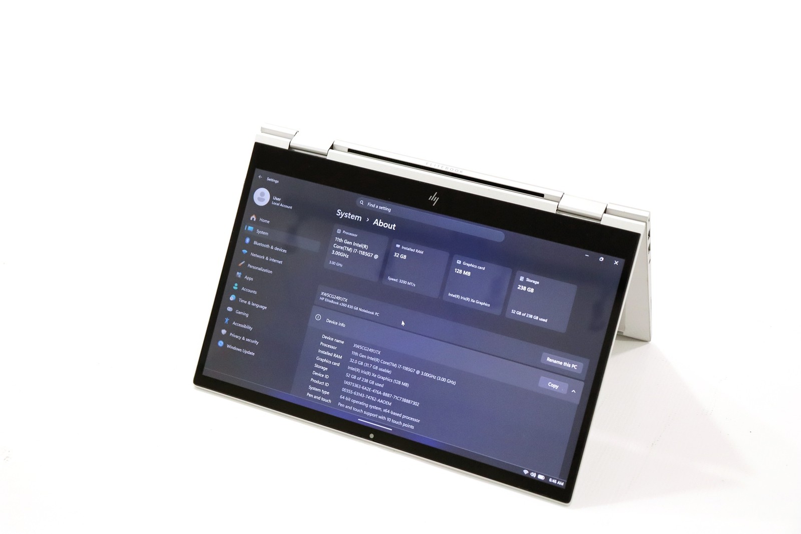 HP EliteBook X360 830 G8 13.3″ Touch i7-1185G7 32GB 256GB NVMe W11P – As Is Read