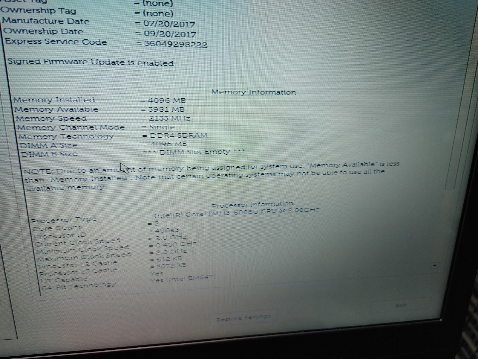 Dell Inspiron 15-3567 Core i3-6006U@ 2.00GHz, 4GB RAM ,NO H(Selling Motherboard)