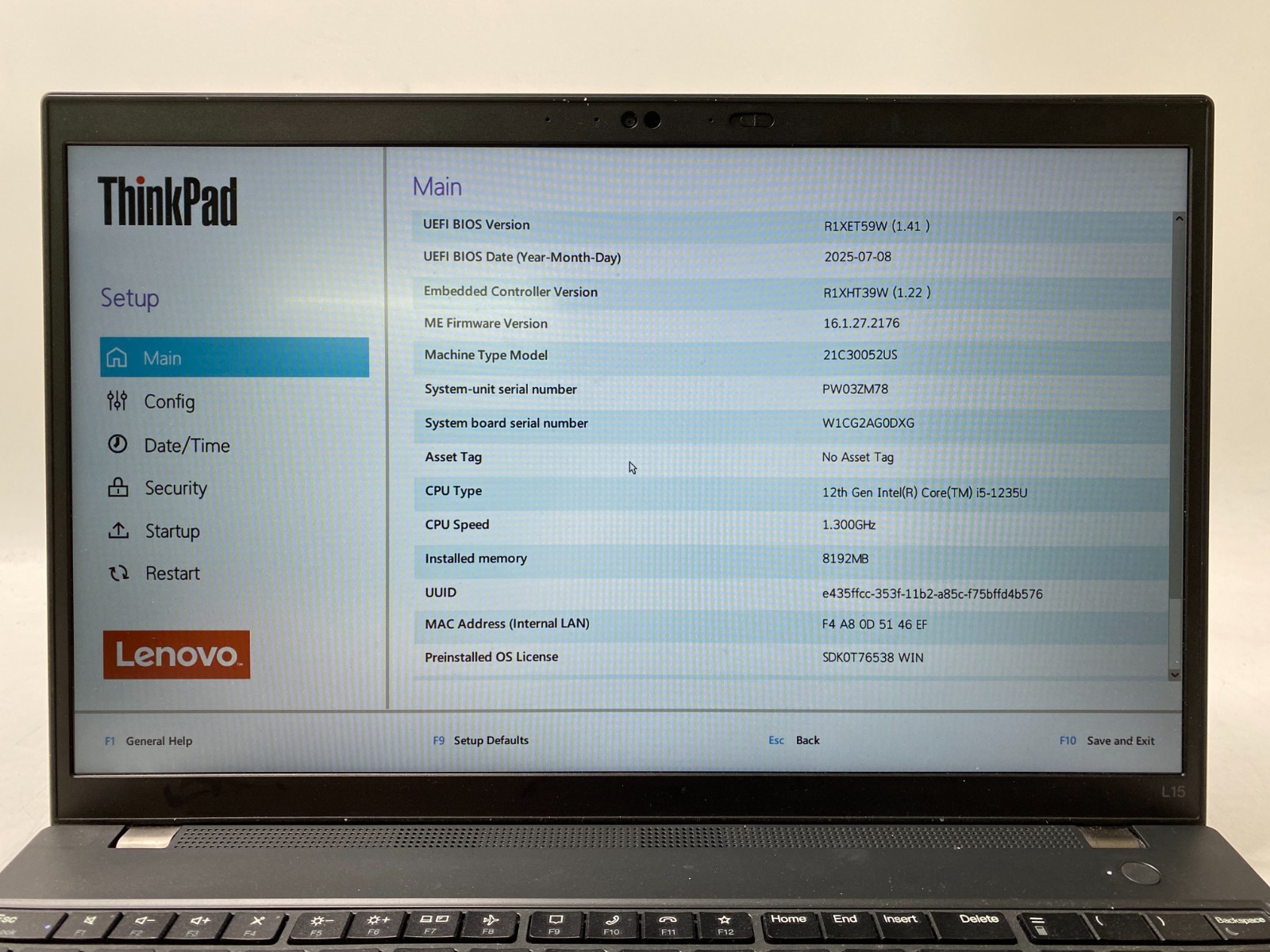 Lenovo ThinkPad L15 Gen 3 i5-1235U 8GB DDR4 No SSD/AC -Broken USB-C Port – PARTS