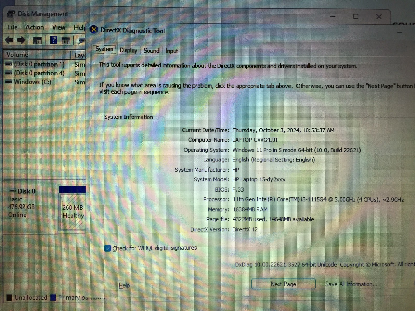 HP 15.6″ HD TouchScreen 15-dy2702dx Laptop/i3-1115G4/16GB/512GPCIE/Win 11 Pro