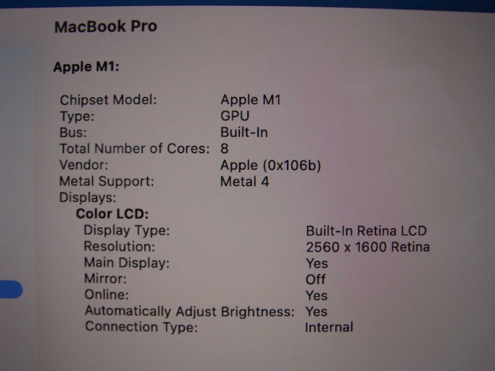 Apple MacBook Pro 13.3″ 2020 A2338 M1 8CPU/8GPU 3.2GHz 16GB 1TB Tahoe +Charger