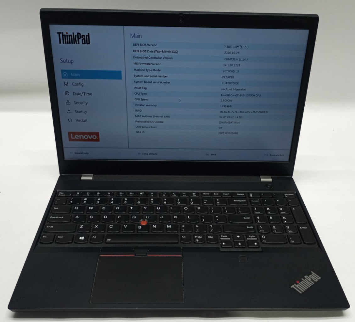 Lenovo ThinkPad T15p Gen 1 15.6″ i5-10300H@2.50 16GB/256GB NVMe Win11Pro MC444*!