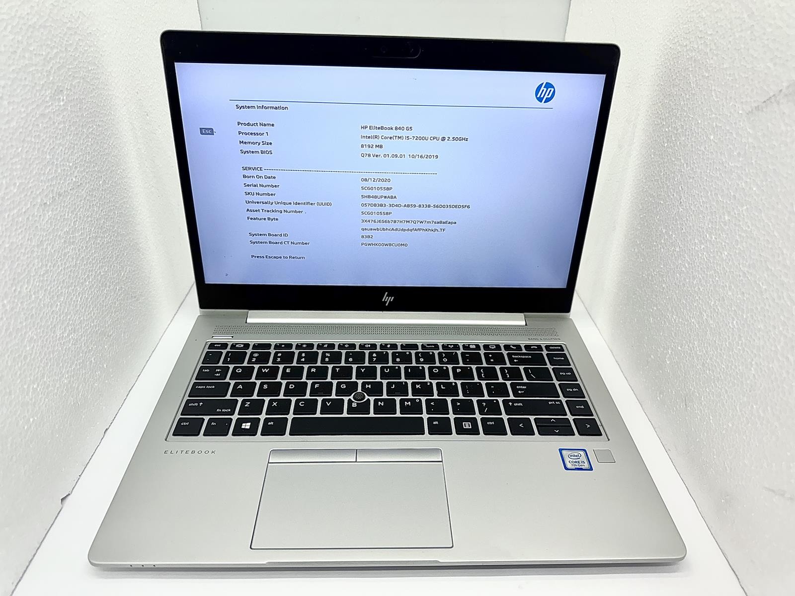 HP EliteBook 840 G5, Intel Core i5-7200U CPU @ 2.50GHz, 8GB RAM, 256GB NVMe 4398