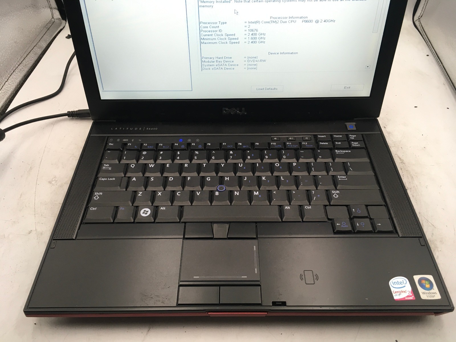 DELL LATITUDE E6400 – BOOTS TO BIOS – INTEL CORE 2 DUO P8600 – 2GB RAM – READ-BB