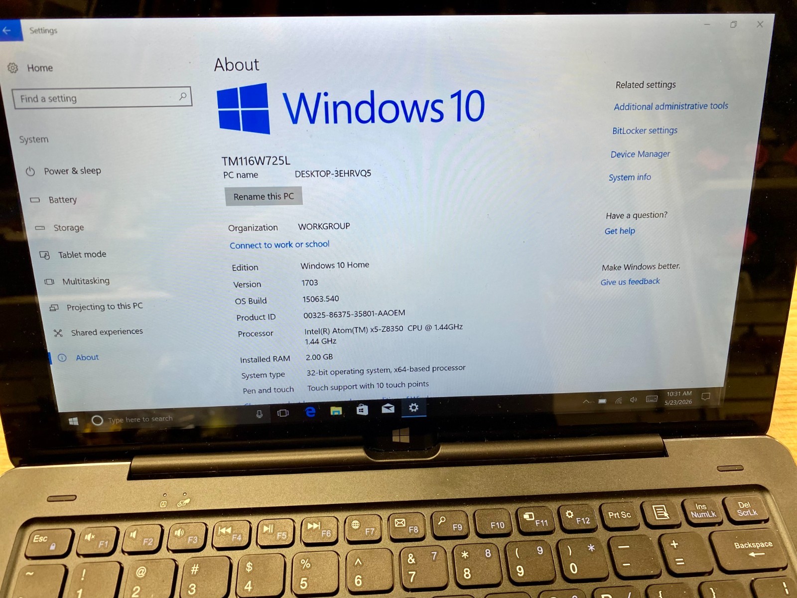 NuVision TM116W725L 11.6″ 2-in-1 Tablet Laptop Intel Atom 2GB RAM 32GB Working