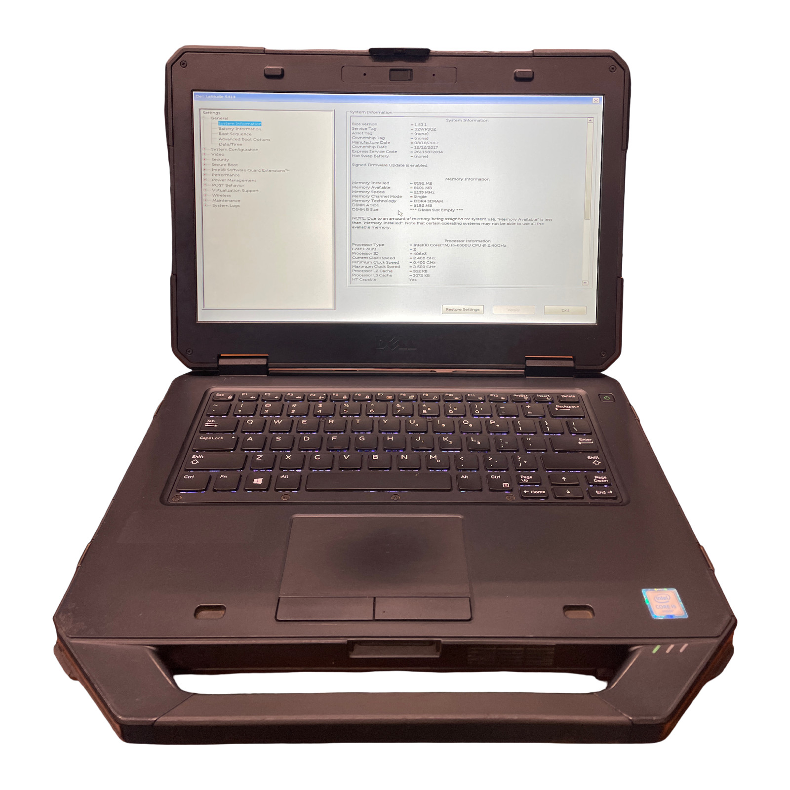 Dell Latitude Rugged 5414 i5-6300U 2.4GHz 512GB 8GB SATA M.2 SSD–NO OS #21
