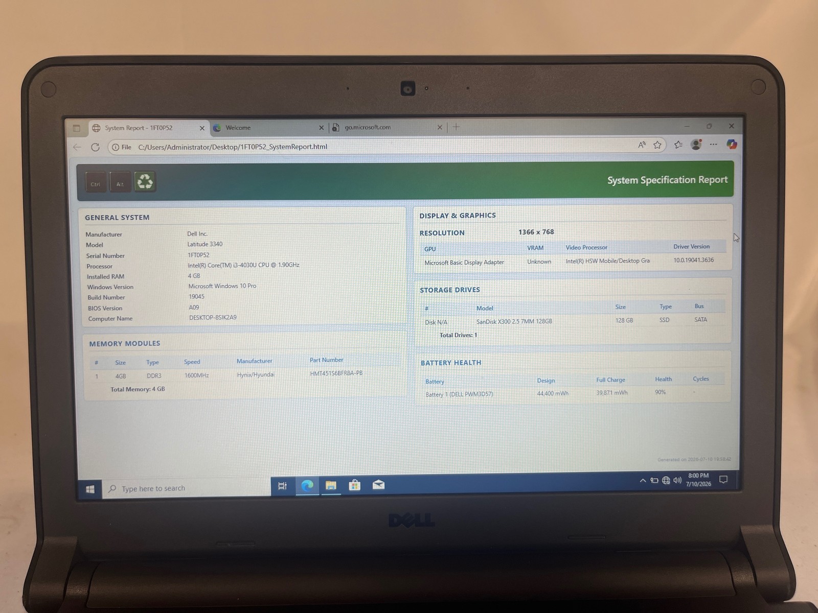 Dell Latitude 3340 i3-4030U 4GB 128GB SSD 13.3″
