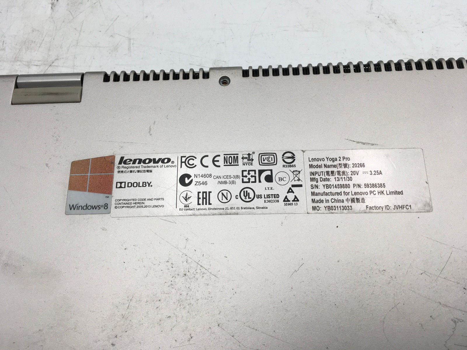 LENOVO YOGA 2 PRO – BOOTS TO BIOS – INTEL I5 4200U – 4GB RAM – NO OS – READ – BB